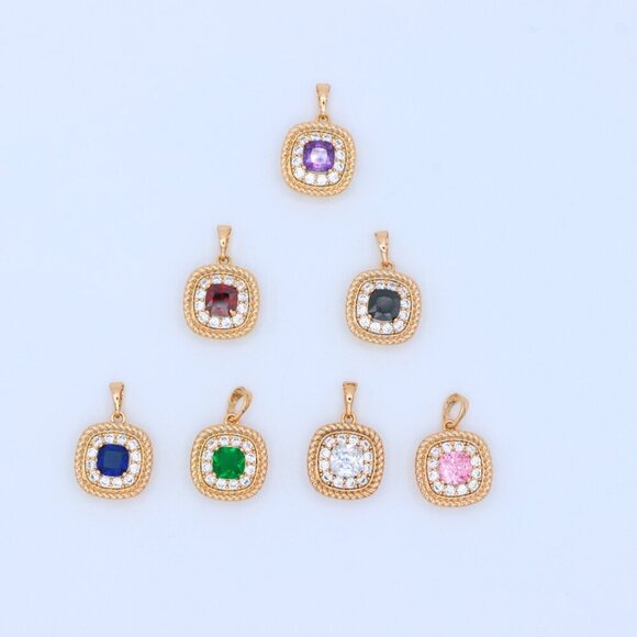 "Elegant Blue Square Pendant with Sparkling Crystal Border, XPPT1664 - Picture 8 of 13